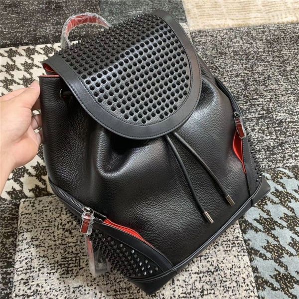 

fashion girl boy school backpack bags famous red color lovers genuine leather bag fashion studded rivets women and men handbag