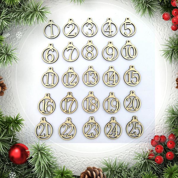 

25pcs christmas tree decoration 1-25 wooden advent calendar gift tags number gift tags party christmas countdown