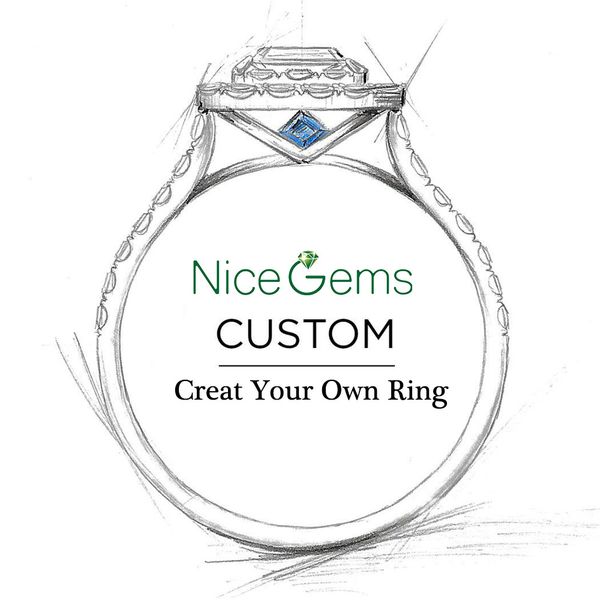 

customize you own engagement ring 0.3ct-12ct moissanite diamond ruby emerald sapphire ring 9k 10k 14k 18k gold, Golden;silver