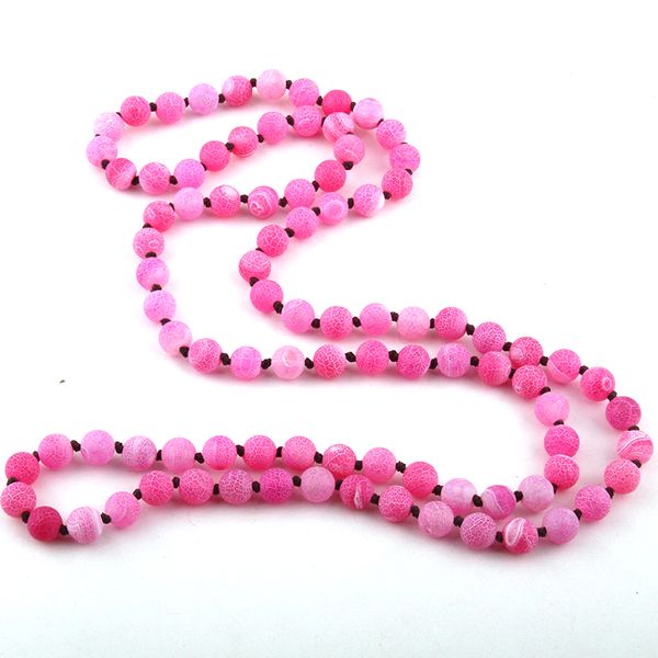 

бесплатная доставка мода полудрагоценных камни закаленного ag длинные ожерелья из бисера knotted, Silver