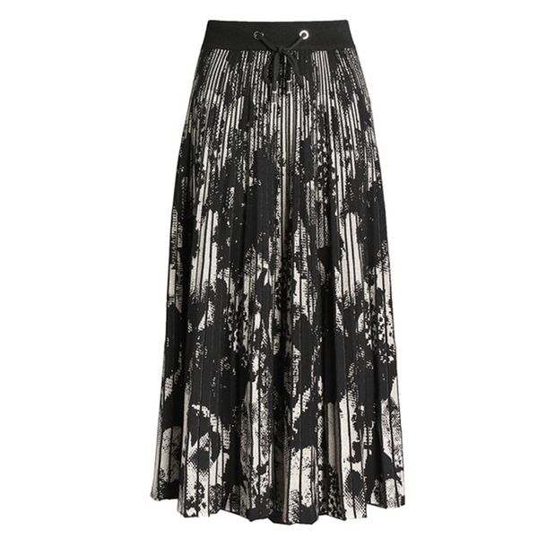 

2020 vintage skirt women knit high waist a line soft casual elegant black skirts streetwear spring autumn fashion midi saia