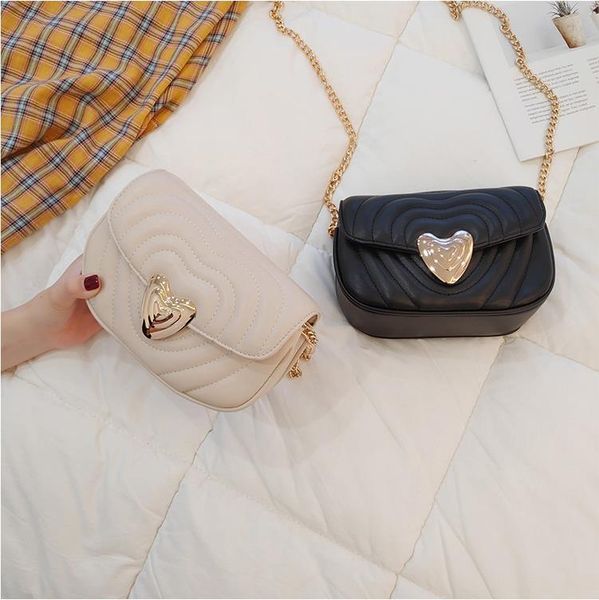 

sweet heart pattern design chain bag shoulder message bag small pu crossbody clutch bags for ladies
