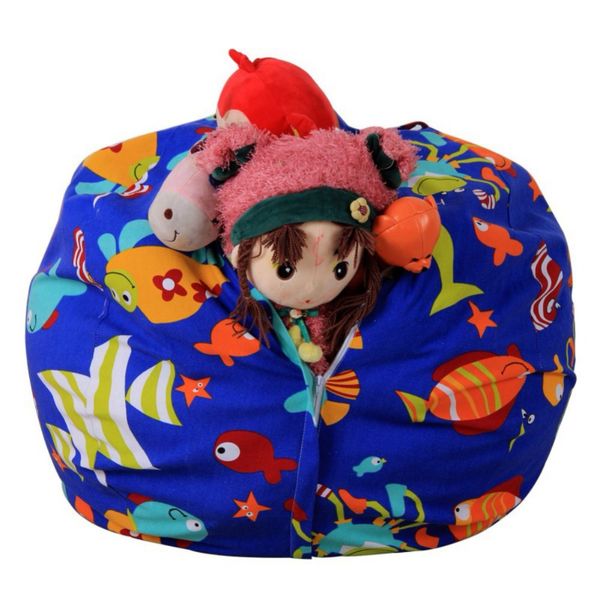 

creative modern storage stuffed animal storage bean bag chair portable kids clothes toy bags printed woolen toy bags