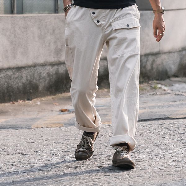 

bronson hbt firefighter pants retro firemen work trousers mens relaxed fit white, Black