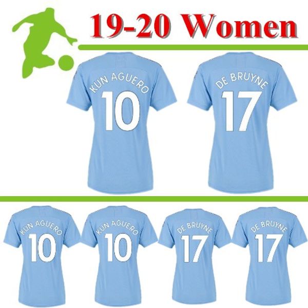 

women 19 20 manchester soccer jersey mahrez 2019 2020 city de bruyne kun aguero women football shirt camiseta mendy walker silva uniforms, Black;yellow