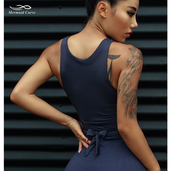 

women tying bow back yoga shirts workout yoga internal chest pad gym vest fitness sleeveless crop kardashian same style, White;red