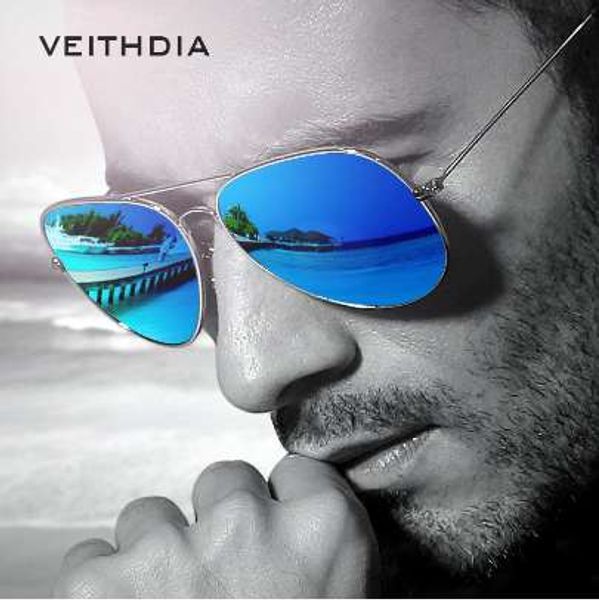 Veithdia marca unisex clássico designer mens sunglasses polarizado uv400 espelho lente moda sol óculos óculos para homens mulheres