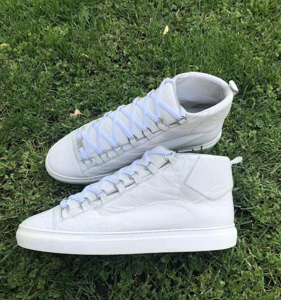 

черные красные белые морщинистые кожаные мужские кроссовки arena high top shoes плоские туфли на шнуровке, роскошный дизайн kanye west fashi, Black