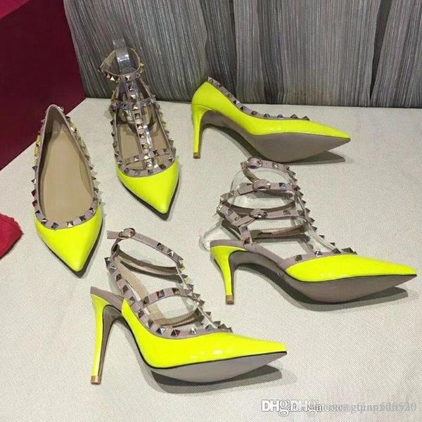 

rivet fashion woman sandals designer leather luxury high heeled shoes banquet party beach wedding shoes slingback pumps sandals size 42, Black