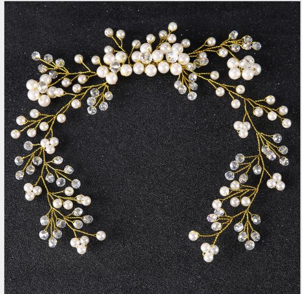 

gold and silver bride jewelry pearl water drill bride's headband, Slivery;golden