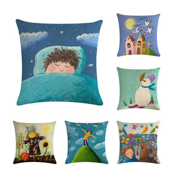 

наволочка 45 * 45 happy christmas snowman наволочки льняные диван мультфильм подушка обложка главная deco бесплатная доставка zy175