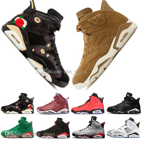 

new 2019 bred vi 6 6s mens basketball shoes infrared 23 3m reflective tinker slam dunk cny wheat men sports sneakers designer trainers