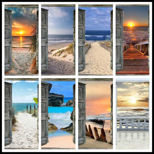 

new 5d diy diamond painting full square sunset door diamond embroidery mosaic landscape seaside decorations home art