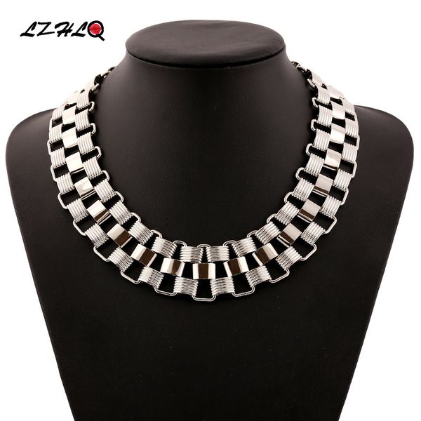 

rock street hollow out big statement choker necklace vintage punk silver color personality statement necklaces & pendants, Golden;silver