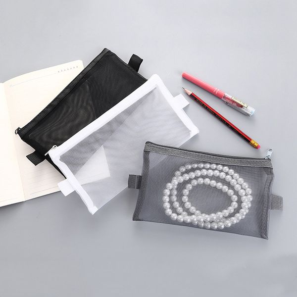 

simple clear student pen case office school supplies