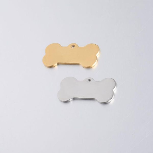 

100% stainless steel blank dog bone tag pendant for engrave metal pet id name tag mirror polished wholesale 10pcs, Bronze;silver