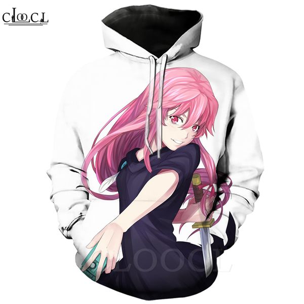 

2020 новый стиль аниме future diary hoodie 3d печать мужчины женщины gasai юно творческий homme одежда хип-хоп с капюшоном пуловеры, Black