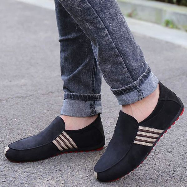 

2019 new spring men suede leather loafers driving shoes moccasins summer fashion men's casual shoes flat breathable lazy flats, Black