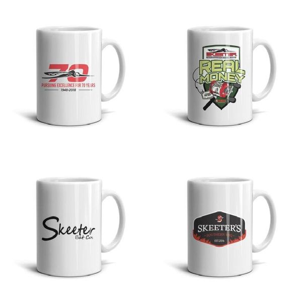

white skeeter-brand-logo- ceramic mug funny design coffee cup 11 oz novelty tea mugs skeeter brand logo boats logo final skeeter's red