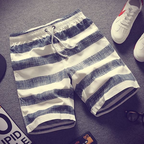 

2020 new style male high-quality stripe beach shorts/men's elastic waistline casual shorts s-4xl, White;black