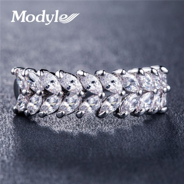 

modyle 2018 new cut cubic zirconia wheatear design dazzling cz stone rings for women trendy costume jewelry accessory, Slivery;golden