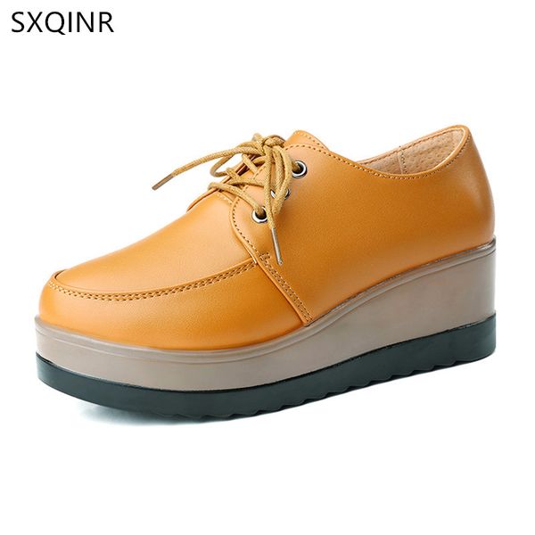 

high heel 2018 genuine leather casual breathable fashion waterproof wedges platform shoes women sneaker y200424, Black