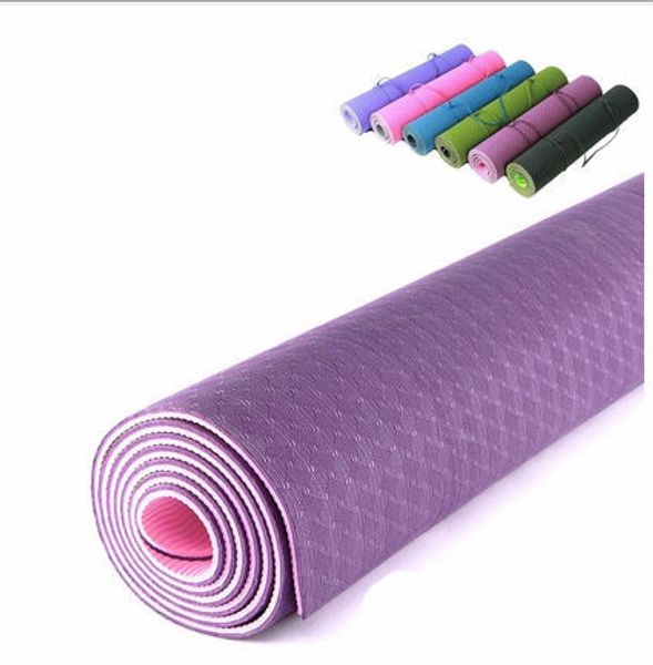 

new tpe yoga mat double color extension thickening tpe sport yoga fitness mat 6mm