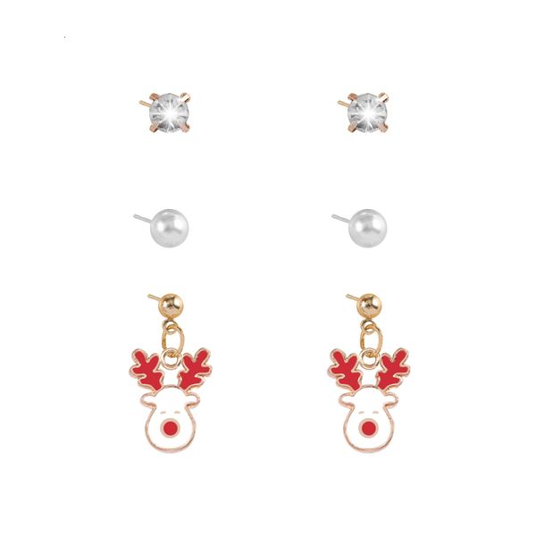 

2019 latest 3 piece set female earrings white beads animal cow head shape pendant fashion girl christmas jewelry gift, Golden;silver