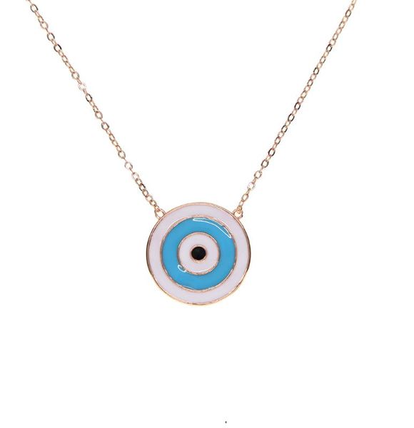 

chains 2021 big round disco pendant classic fashion jewelry enamel turkish evil eye women girl necklace, Silver