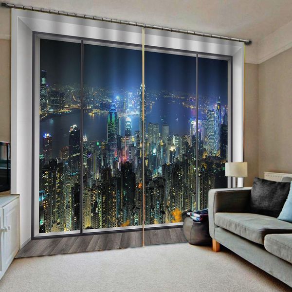 

затененные шторы nitht city building curtain для гостиной спальня шторы cortinas индивидуальные размеры