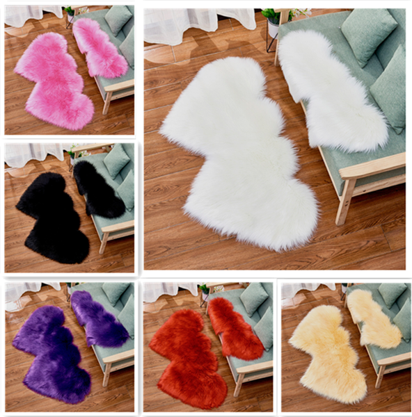 

cushion/decorative pillow living room sofa sitting blanket double heart artificial wool non-slip mat bedroom child fluffy carpet
