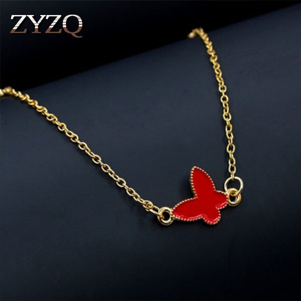 

zyzq lovely golden color chain bracelets with bloody red butterfly shaped design cute birthday gift bracelets wholesale lots, Black