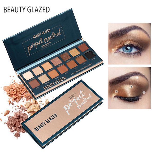 

beauty glazed 14 цветов палитра теней для век профессиональный shimmer matte натуральная прессованная пудра тени для век легко носить длител
