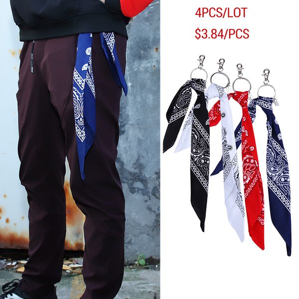 

bandana square scarf with key chain, Black;blue