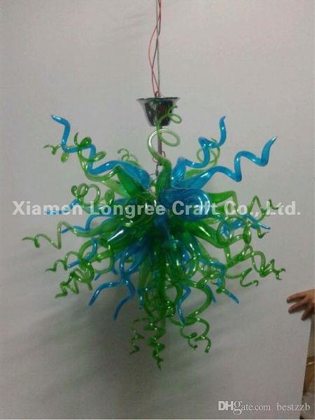 

custom made blown glass art chandelier modern crystal green murano glass led light source hanging chain small chandelier