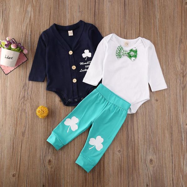 

0-24m newborn infant baby boys clothes 3pcs sets toddler long sleeve romper coat pants leggings gentleman outfits, White