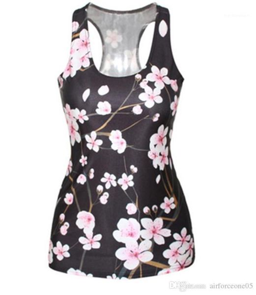 

digital printed slim stretch womens tanks summer fashion ladies h vest 3d, White