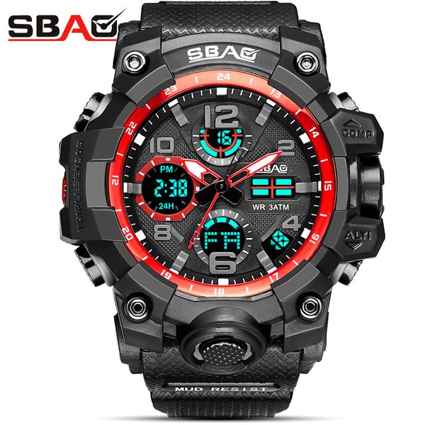 

sbao sport watches for men dual display analog led digital men's quartz wrist watch waterproof military watch men, Slivery;brown