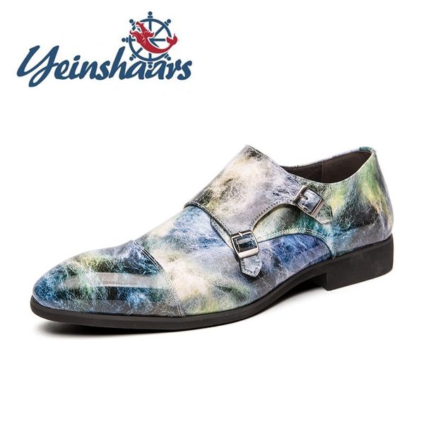 

мужская обувь повседневная бизнес lace-up кожаные ботинки скольжения на плоской формальное платье мужской офис цветы печать обувь, Black