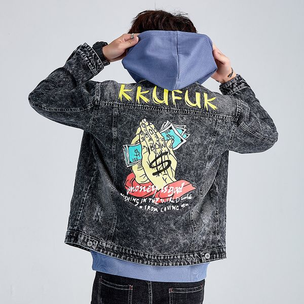 

mens 2020 роскошная одежда biker denim пальто мужчины моды марка печать жан куртка varsity повседневный ветровка мужские дизайнерские куртки, Black;brown