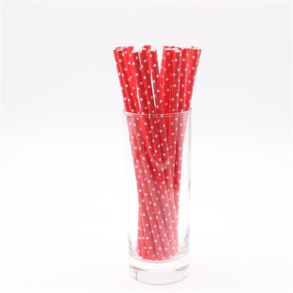 

25pcs/lot red white dot disposable tableware paper party drink straws wedding decorations kids birthday party supplies