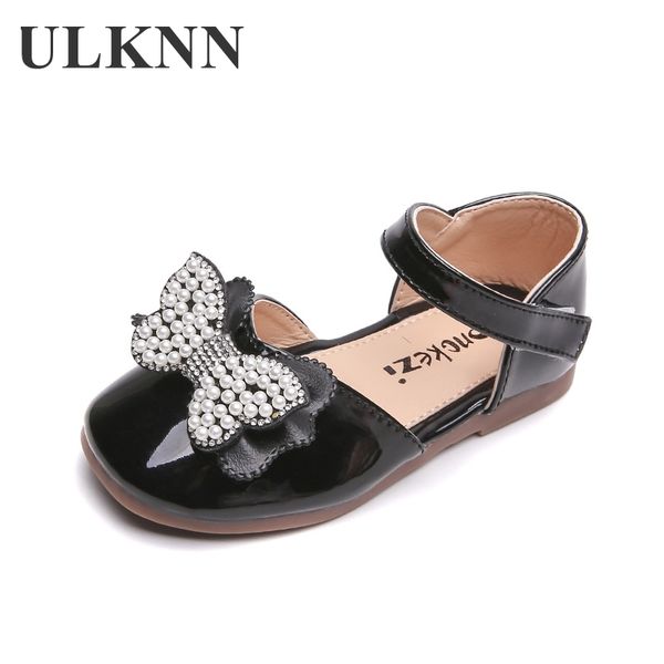 

ulknn 2020 girls' fashion fairy sister soft princess 3-6 pearl bows summer nv bao show flat sandals, Black;grey