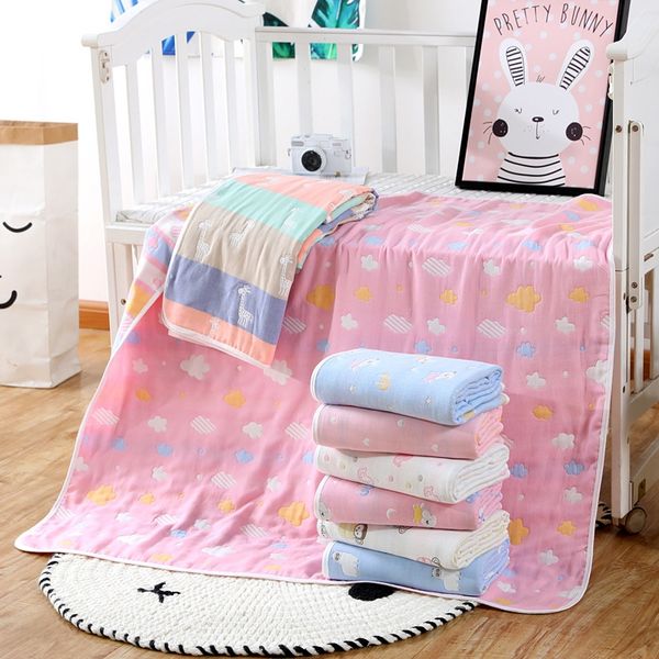 

cotton 6-layer gauze bath bath towel 110*110 baby products baby cartoon towel quilt