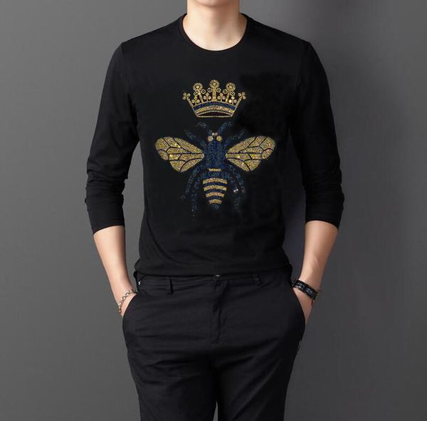

men rhinestones long tshirts 2020 mens streetwear drill long shirts male hip hop 02, White;black