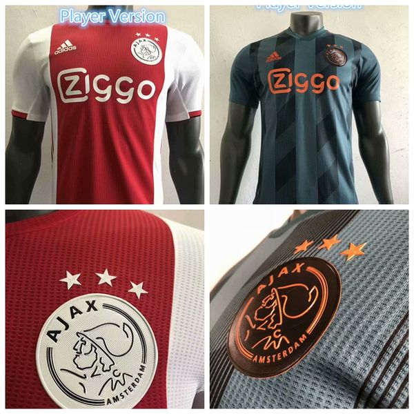 

19 20 ajax player version home soccer jerseys 2019 ajax away neres tadic de ligt ziyech soccer shirt champions league football uniforms, Black;yellow