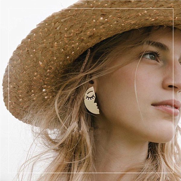 

timlee e131 new personality popular face earring mask outline moon alloy drop earrings,fashion accessories wholesale, Silver