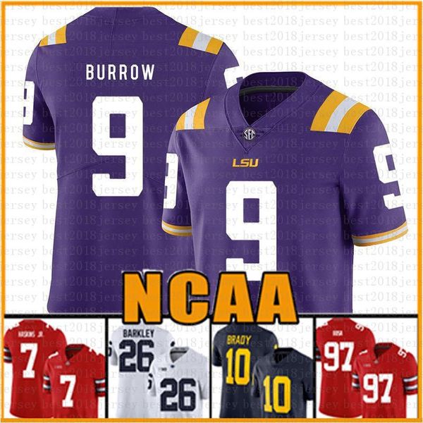 

lsu tigers jersey burrow clemson joe 16 trevor lawrence 9 travis etienne jr. ncaa american football jerseys tom brady size, Black