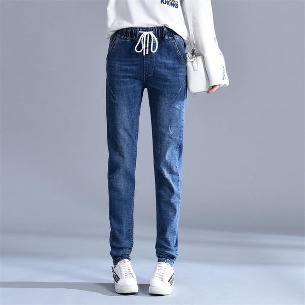 

women's 2019 new long xl jeans elastic waist harlan jeans 26-40, Blue
