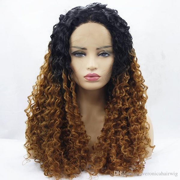 Hot Selling 1b 30 Ombre Wigs Blonde Kinky Curly Glueless Lace