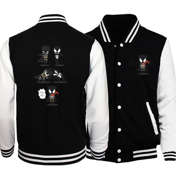 

blackest venom funny print men baseball uniform jackets fashion fitness men jacket casual warm sportswear, Black;brown